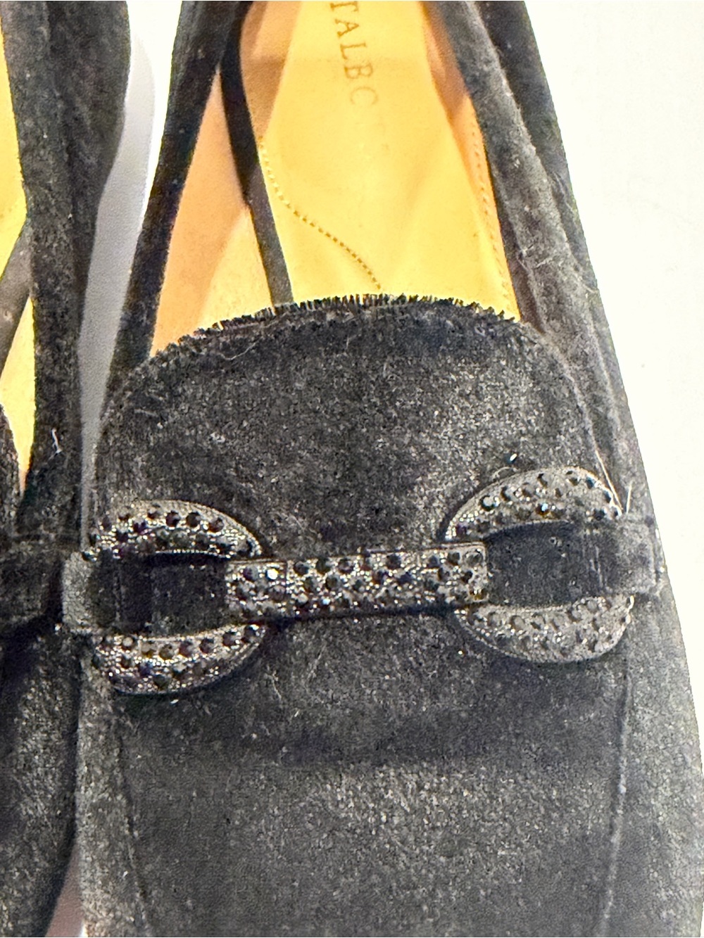 Talbots Black Velvet "Ryan Pave Bit" Loafers Size 9 M Black Gem Buckles! - Picture 3 of 12